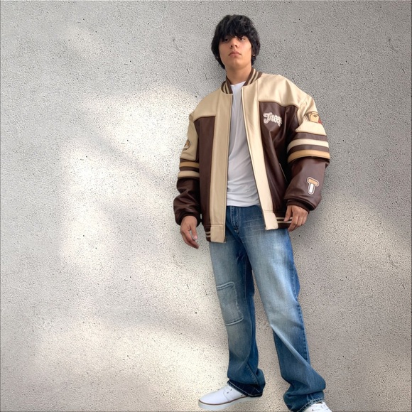 Men's Troop Brown | Taupe Genuine Leather Jacket NWT - Picture 6 of 7